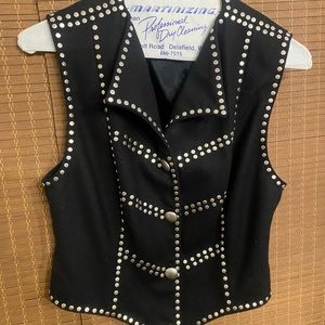 Double D Ranch Wear XS Vest Lined Black Wool with Silver Studs